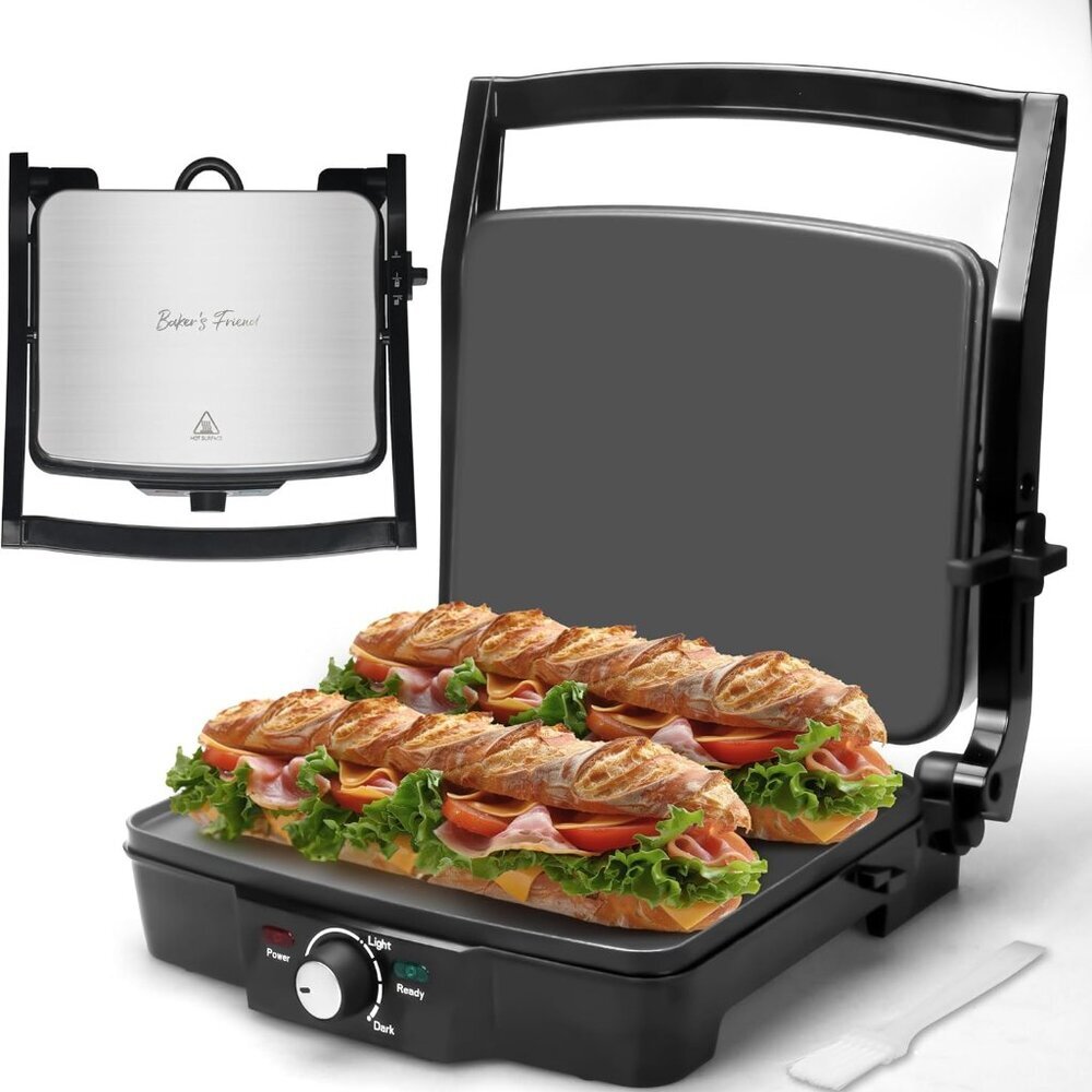 Panini Press Electric Griddle, Panini Grill Press Sandwich Maker Press, Grilled